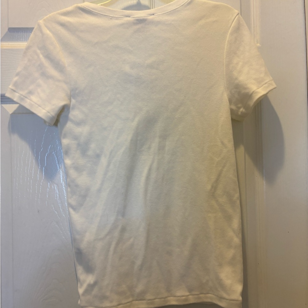 Ralph Lauren Sport White V-Neck Tee with Purple Logo - Picture 3 of 4